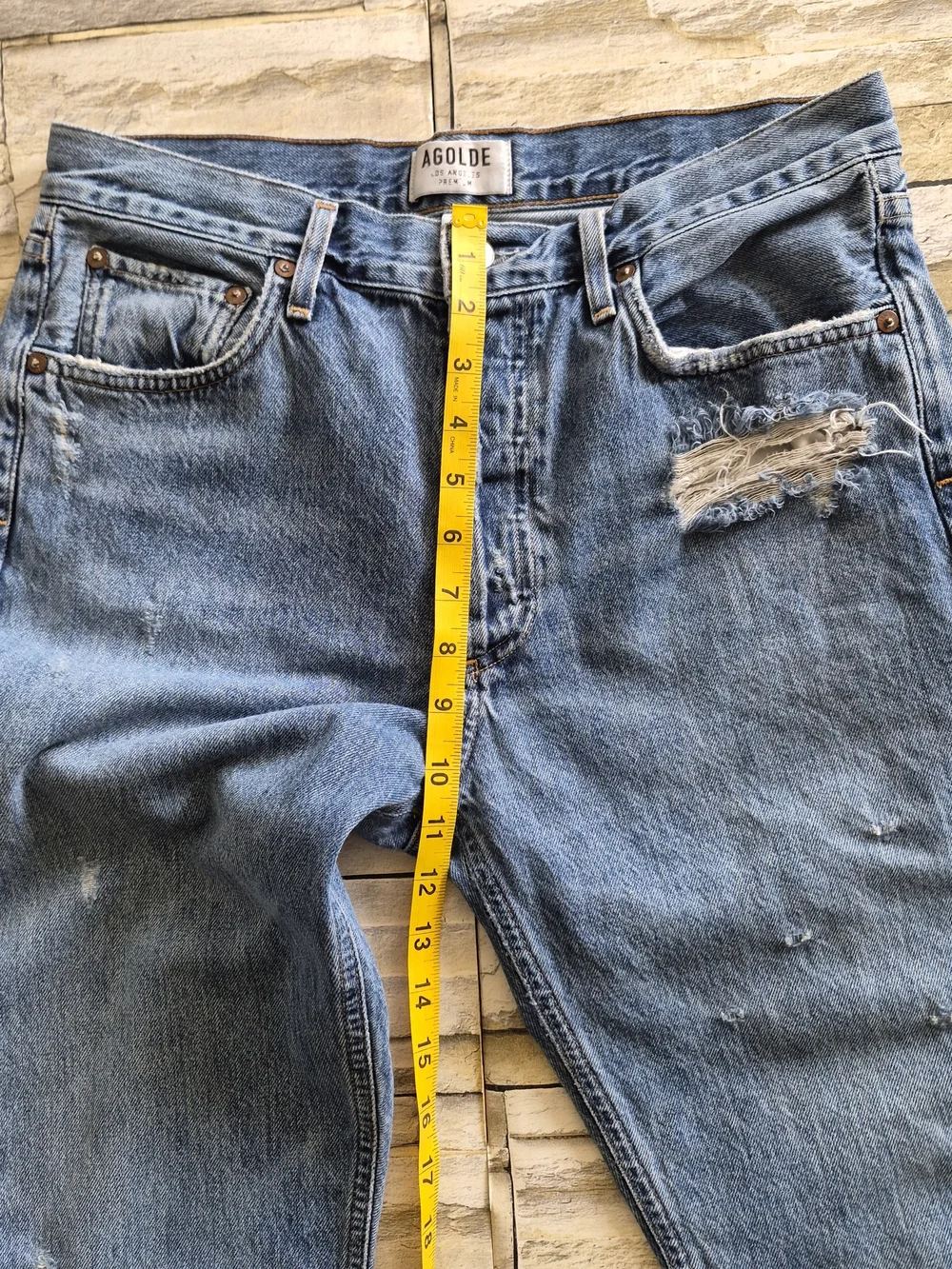 AGOLDE Jamie High Rise Jeans Women's  29 Blue Distressed Button Fly Rigid Denim